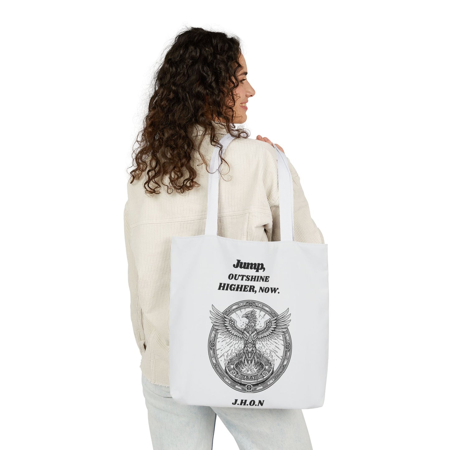 Personalized Initial Quote Circled Eagle Canvas Tote Custom Name