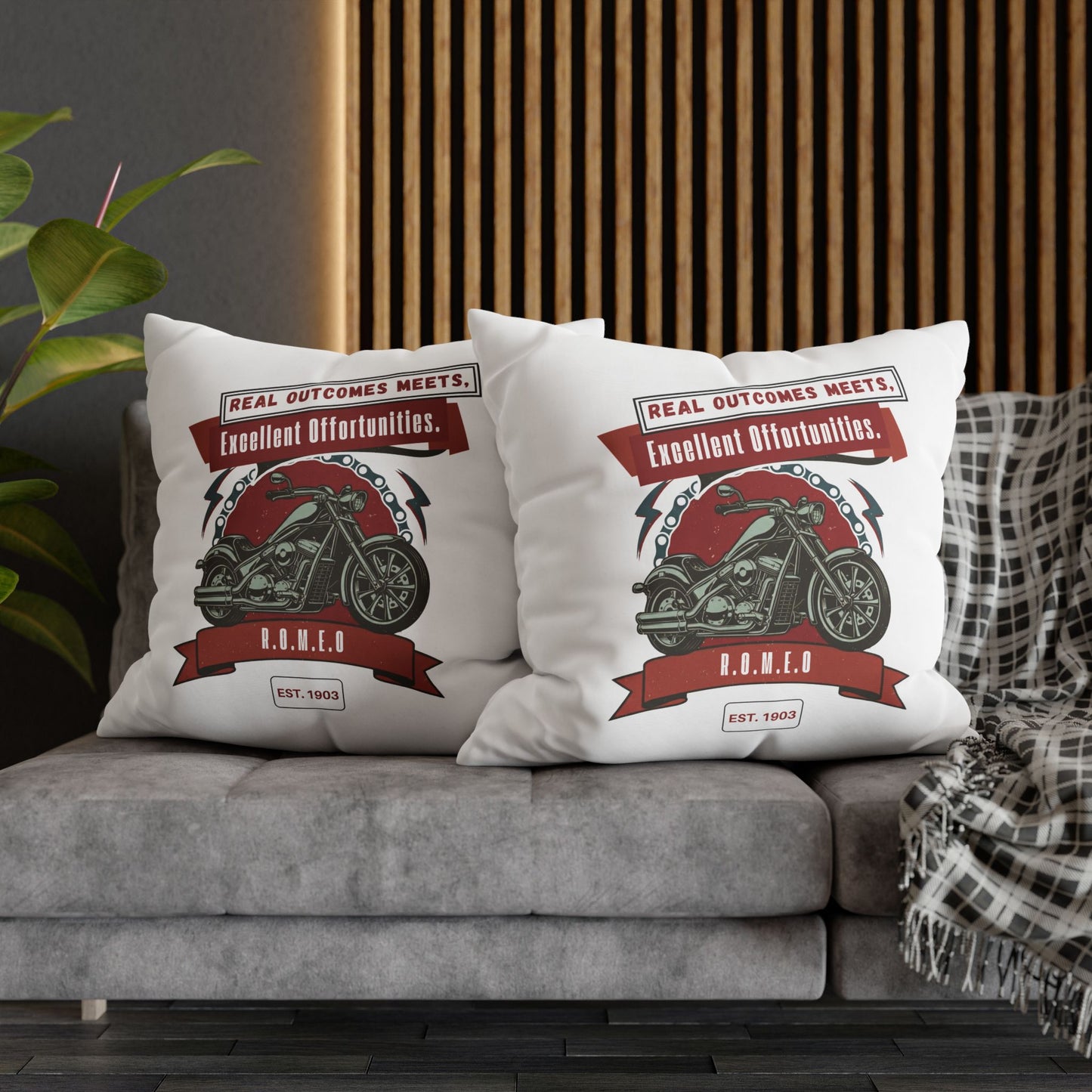 Personalized Initial Quote Motorcycle — Custom Sayings on Square Poly Canvas Pillowcase