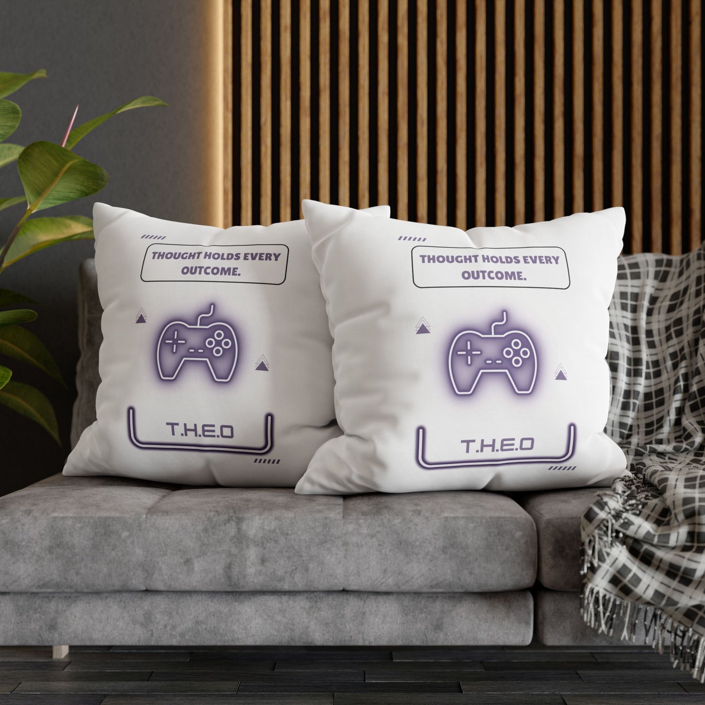 Personalized Initial Quote Game Controller — Custom Sayings on Square Poly Canvas Pillowcase