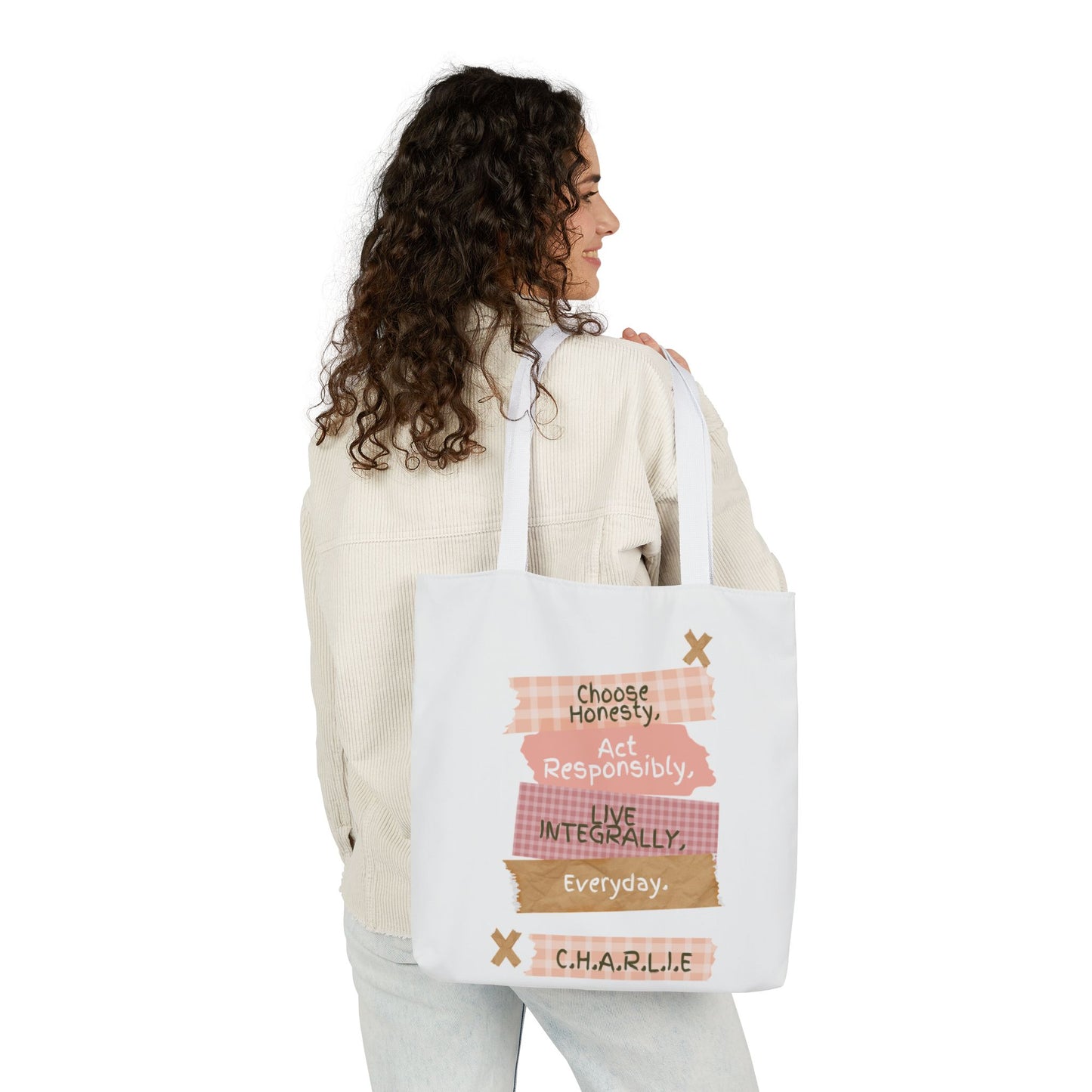 Personalized Initial Quote Note Lines Canvas Tote Custom Name