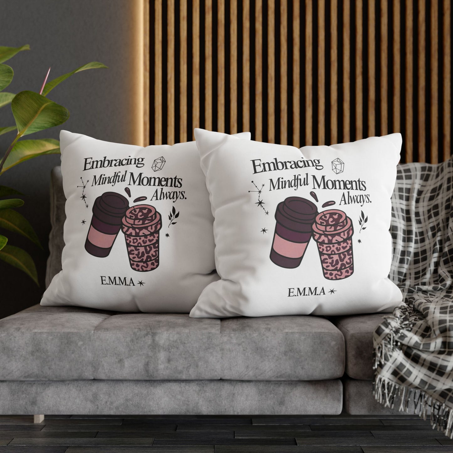 Personalized Initial Quote Girly Coffee — Custom Sayings on Square Poly Canvas Pillowcase