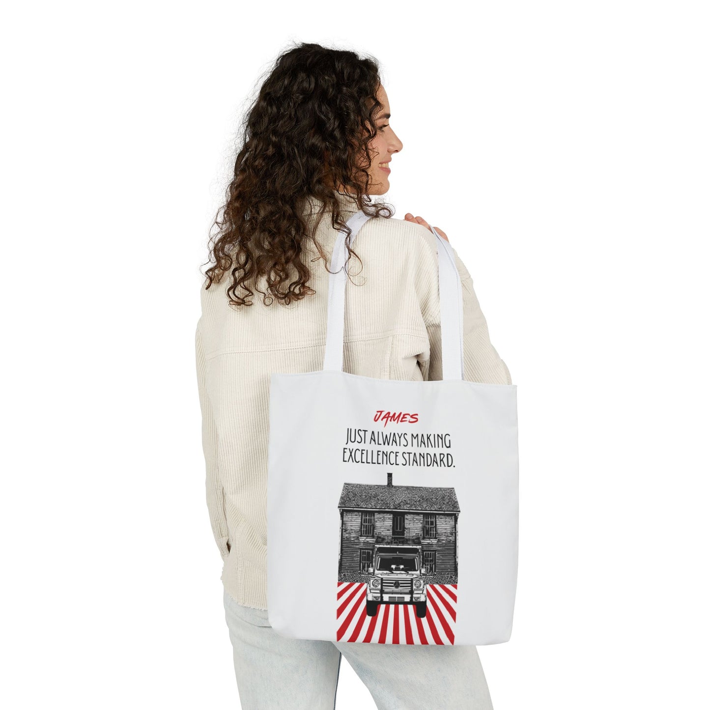 Personalized Initial Quote Vintage Car Canvas Tote Custom Name