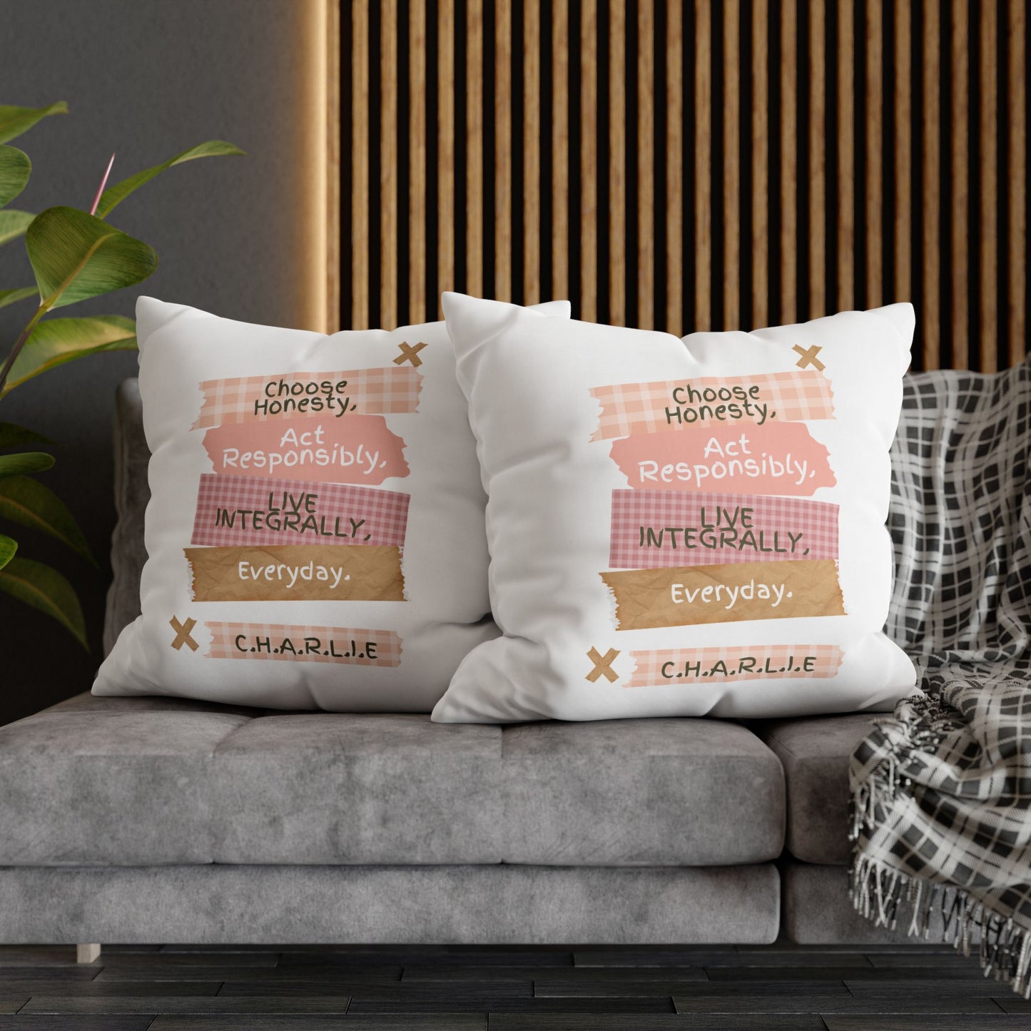 Personalized Initial Quote Note Steps — Custom Sayings on Square Poly Canvas Pillowcase