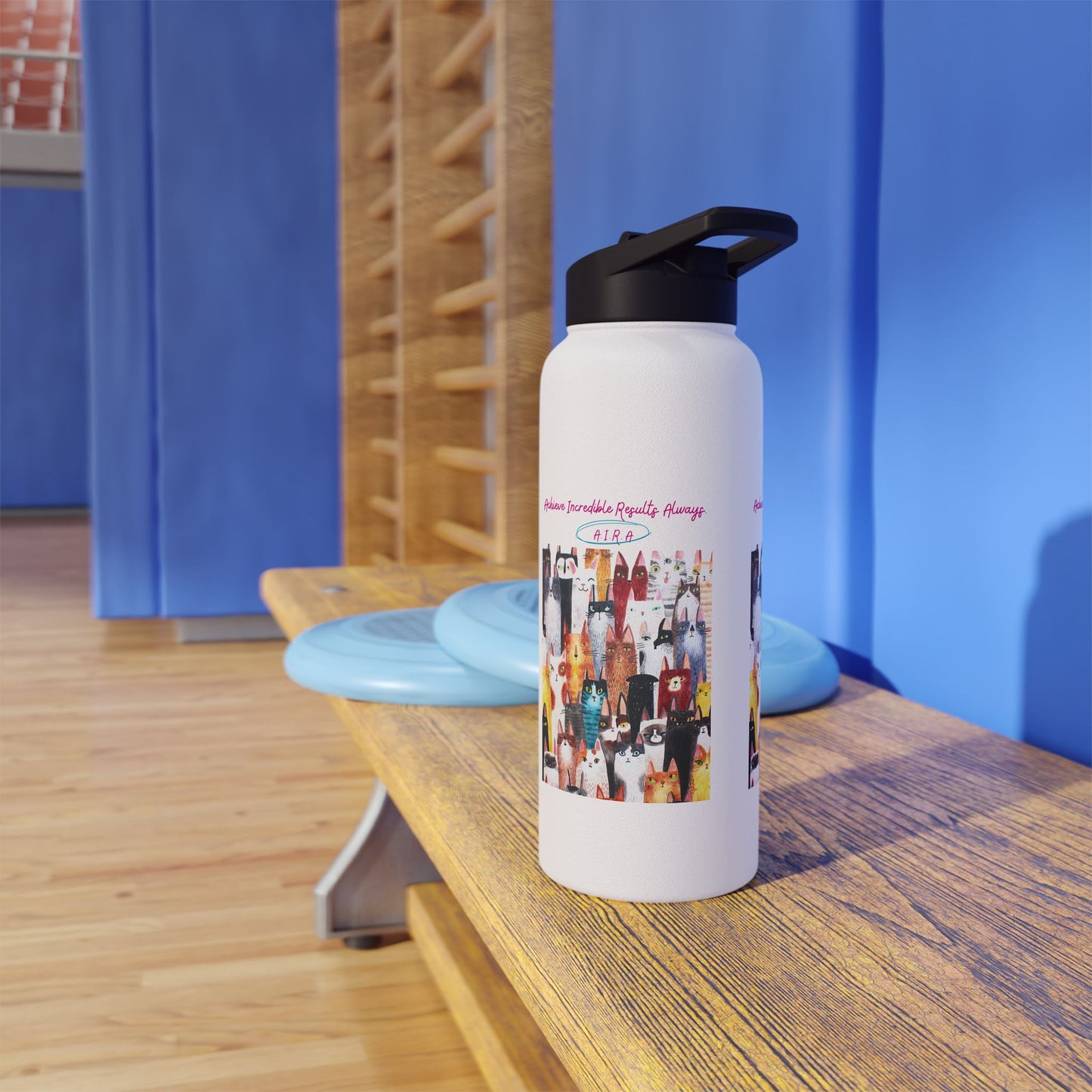 Personalized Initial Quote Cat Collage Stainless Steel Water Bottle