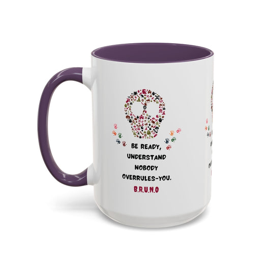 A personalized H2 Aura acrostic name mug and t-shirt on a wooden table, representing a unique birthday gift set.