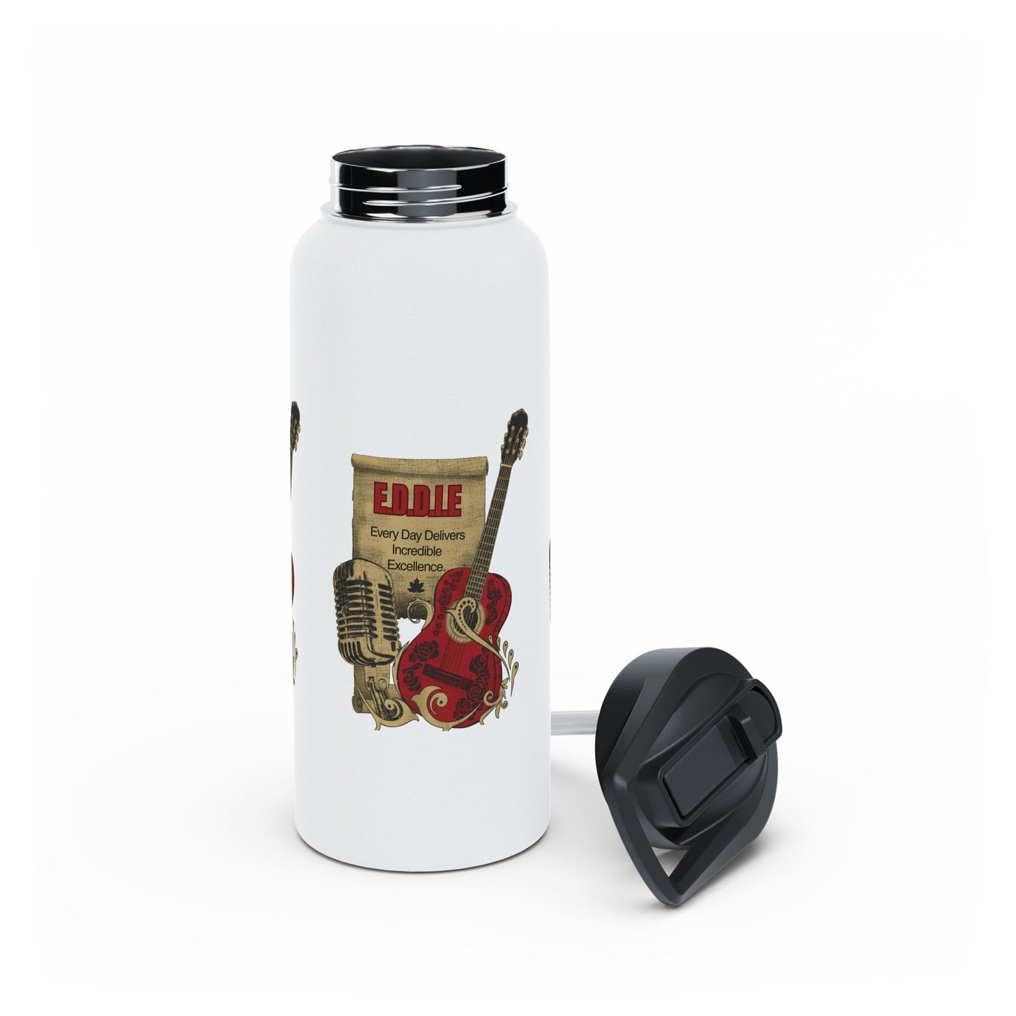 Personalized Initial Quote Guitar Stainless Steel Water Bottle