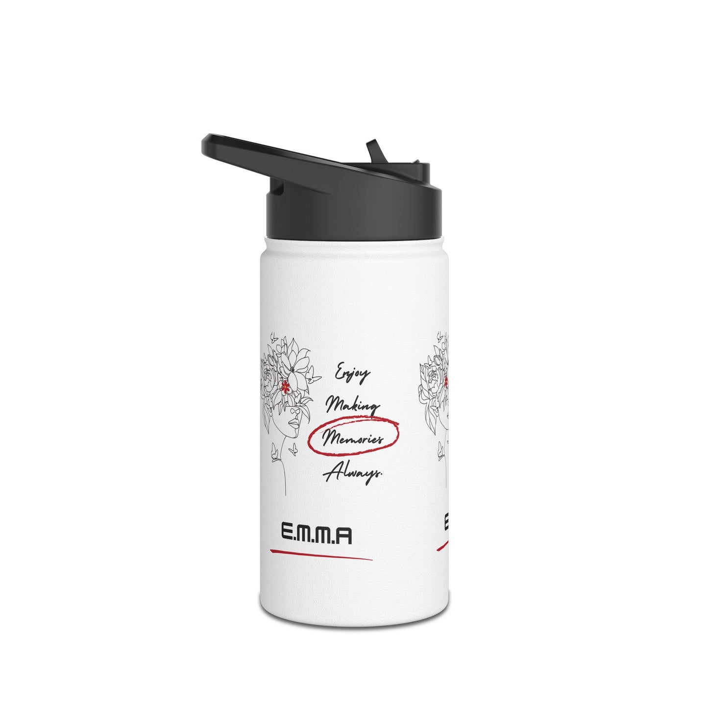 Personalized Initial Quote Floral Girl Stainless Steel Water Bottle