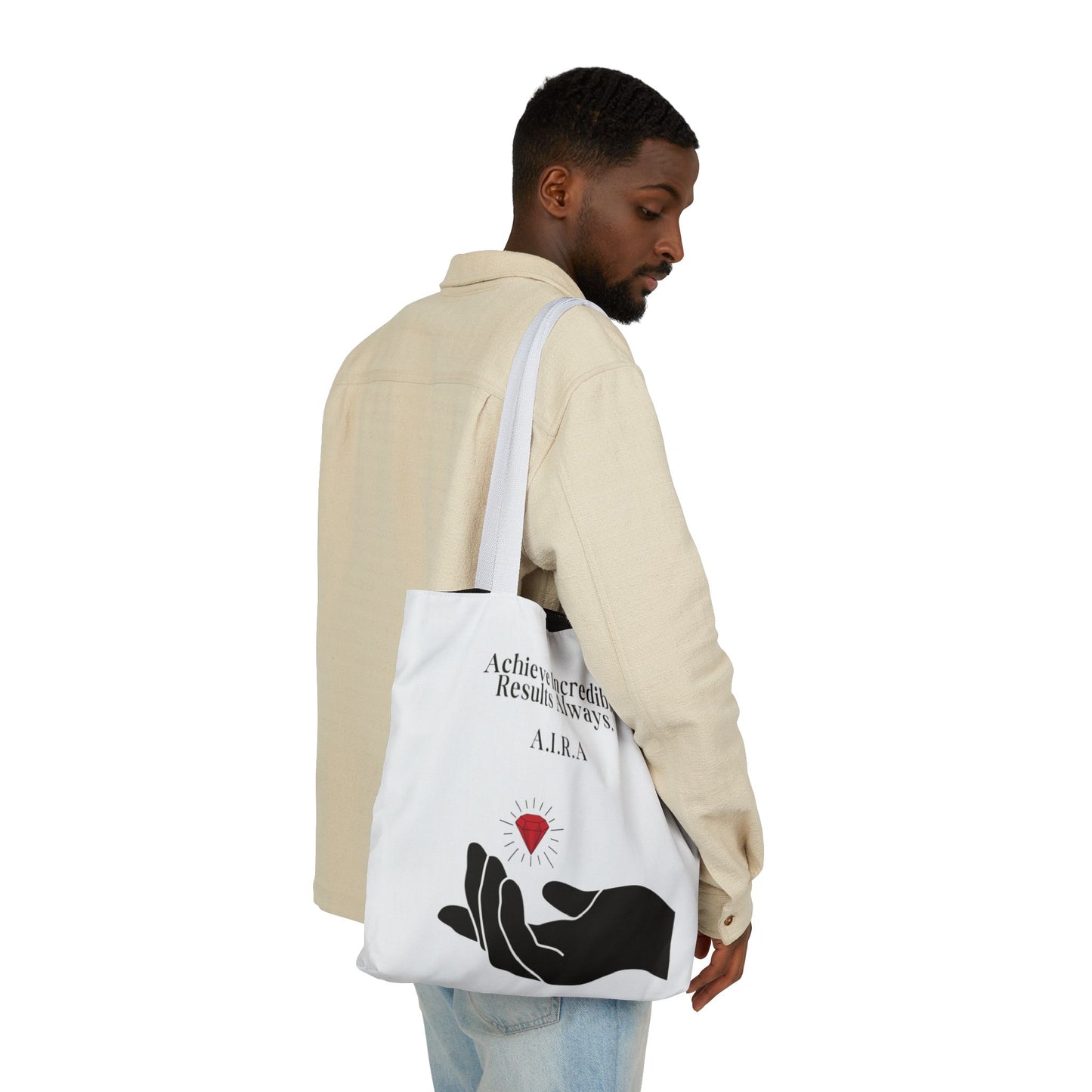 Personalized Initial Quote Gem Hand Canvas Tote Custom Name
