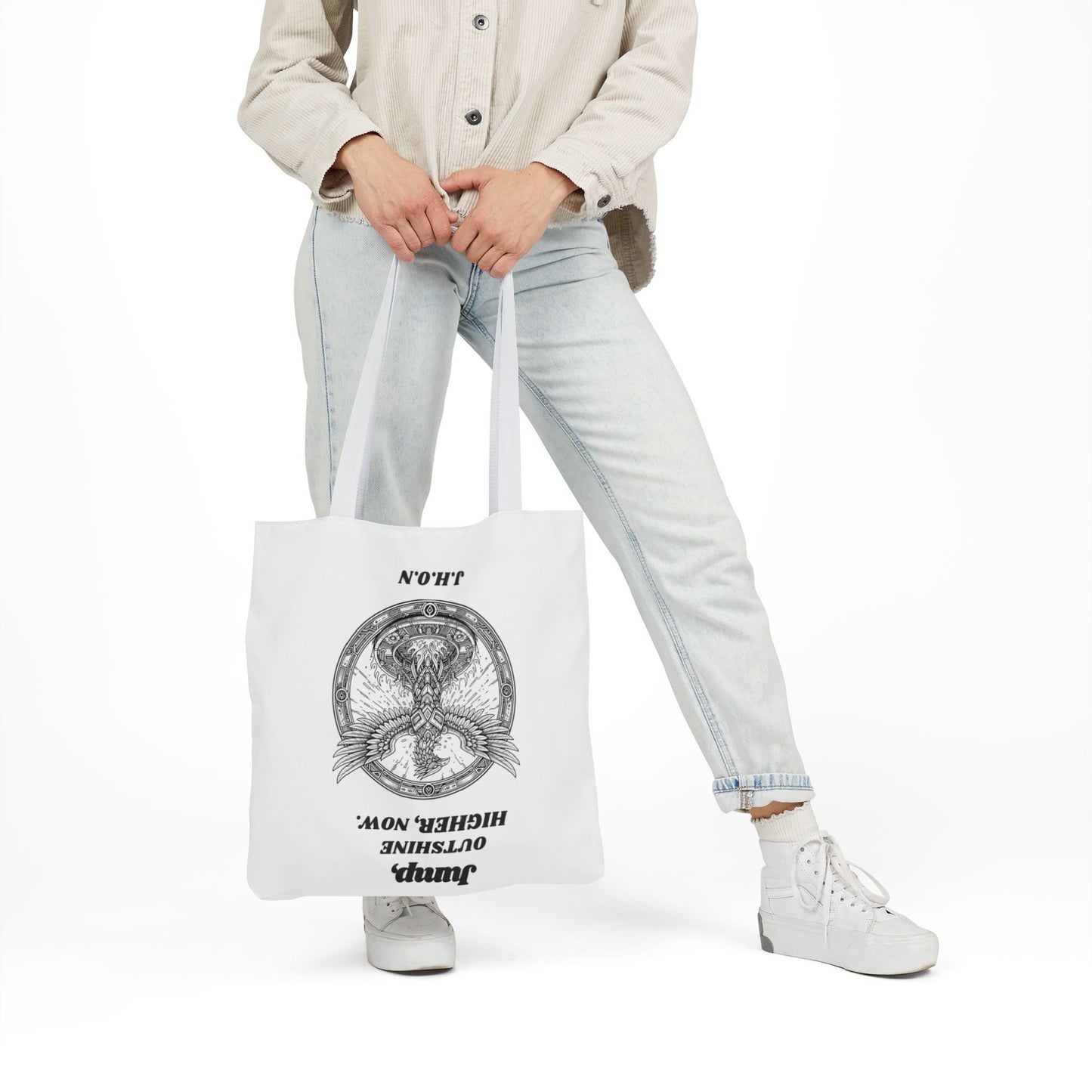Personalized Initial Quote Circled Eagle Canvas Tote Custom Name
