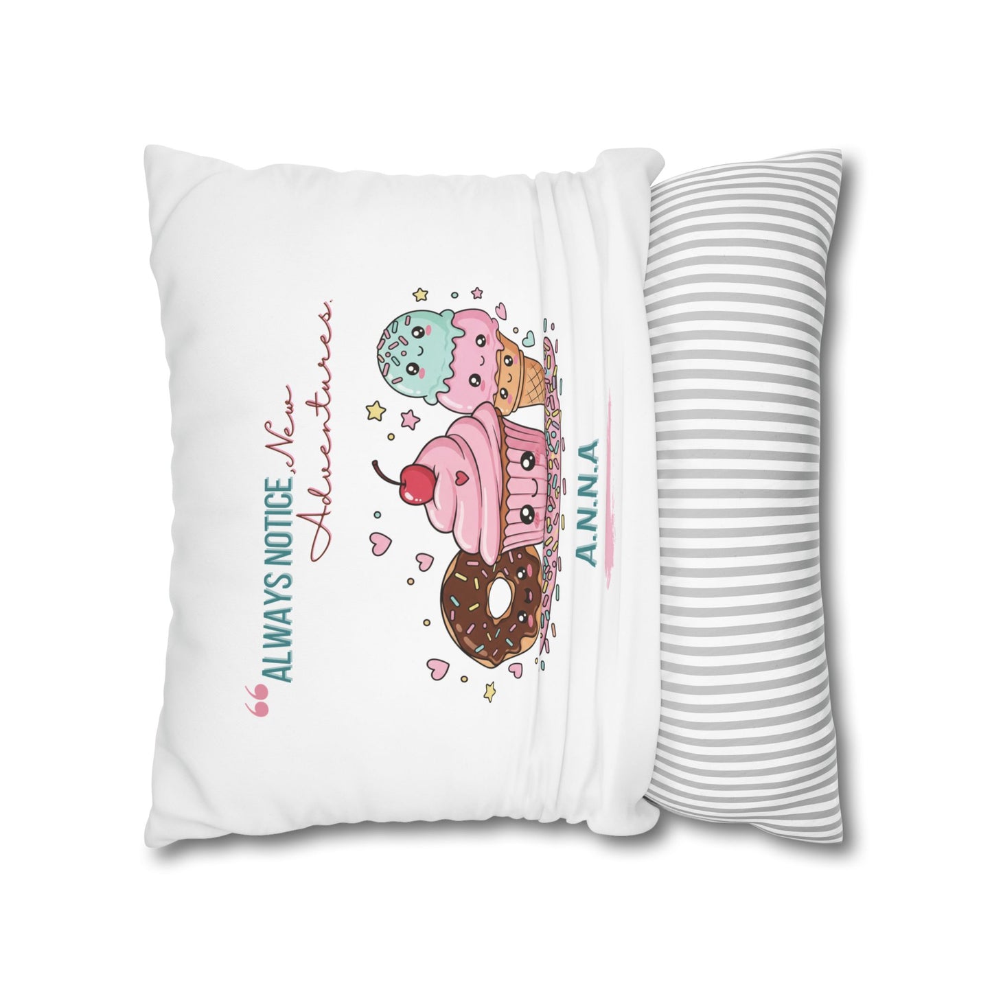 Personalized Initial Quote Sweet Treat — Custom Sayings on Square Poly Canvas Pillowcase