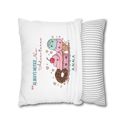 Personalized Initial Quote Sweet Treat — Custom Sayings on Square Poly Canvas Pillowcase