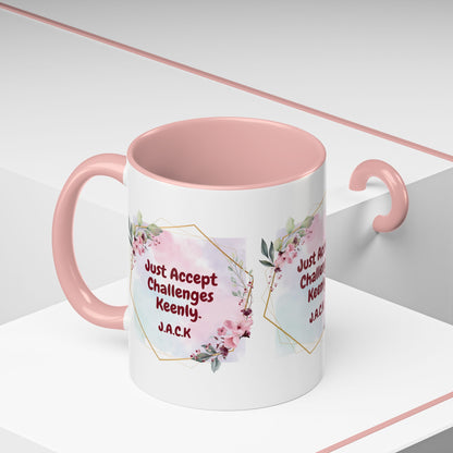 Personalized Floral Frame Accent Coffee Mug