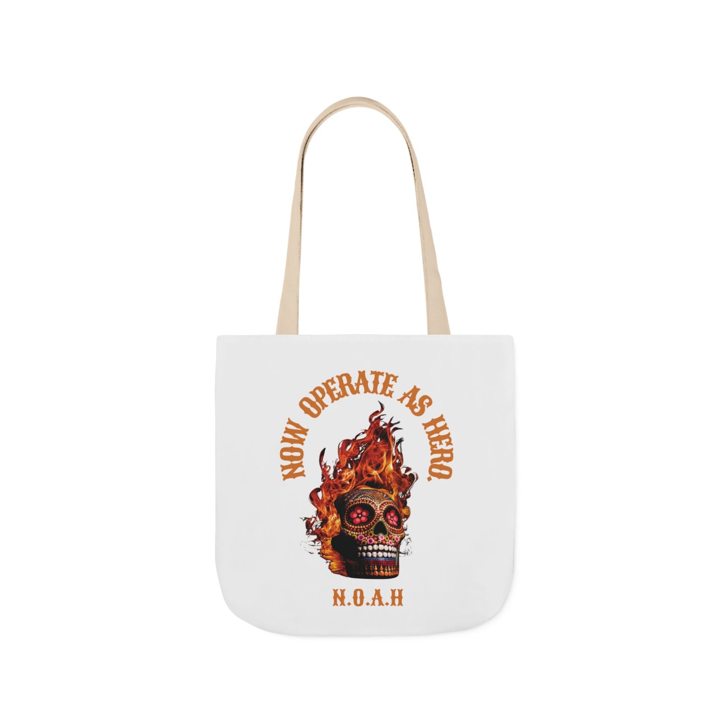 Personalized Initial Quote Fire Skull Canvas Tote Custom Name