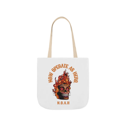 Personalized Initial Quote Fire Skull Canvas Tote Custom Name