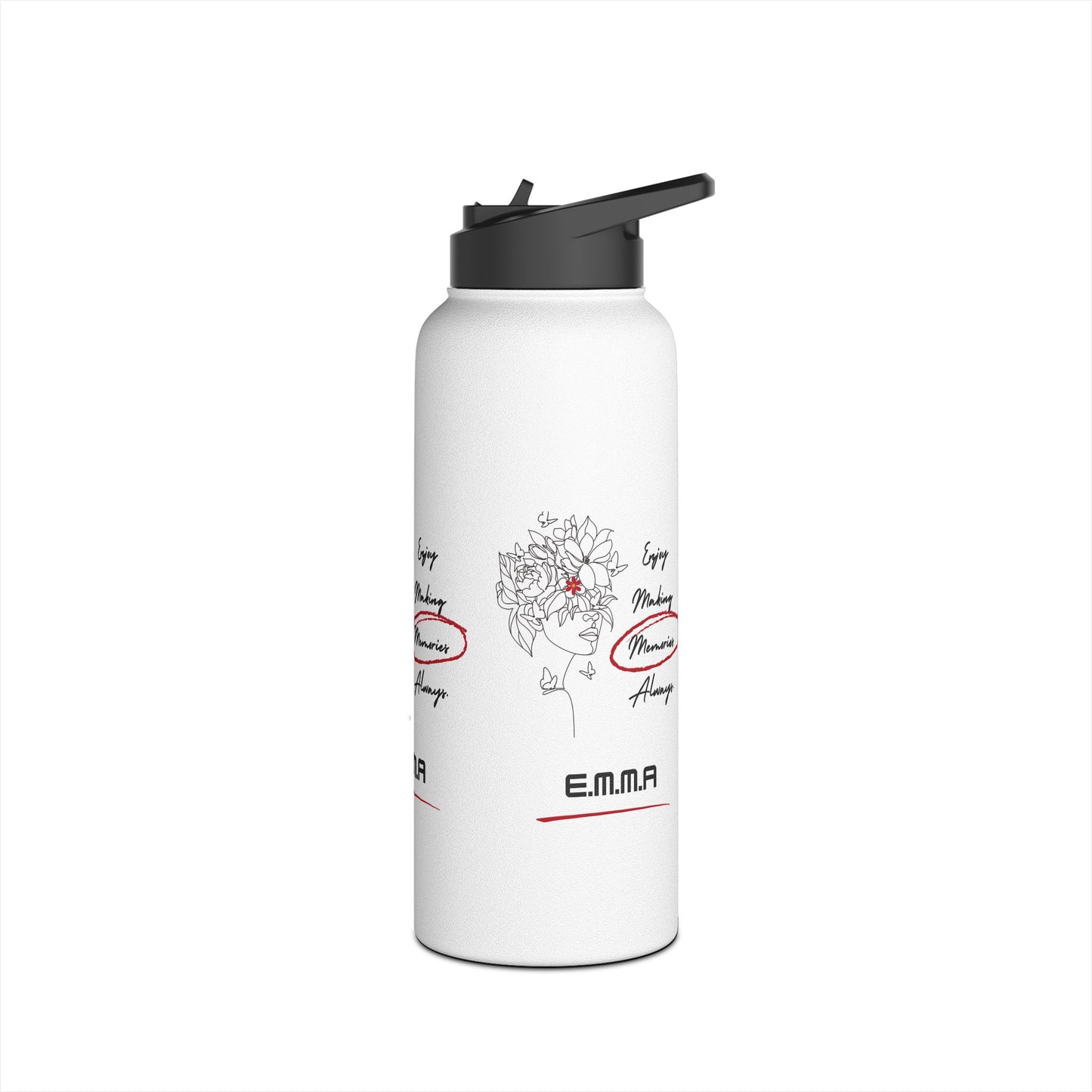 Personalized Initial Quote Floral Girl Stainless Steel Water Bottle