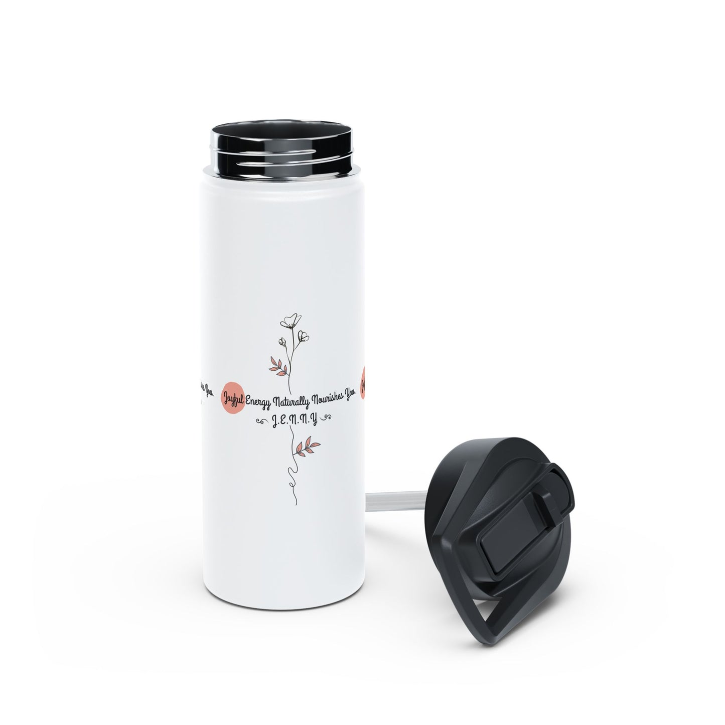 Personalized Initial Quote Floral Minimalist Stainless Steel Water Bottle