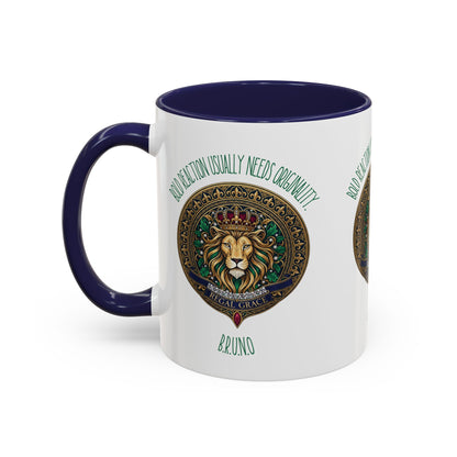 Personalized Initial Circled Lion Accent Coffee Mug