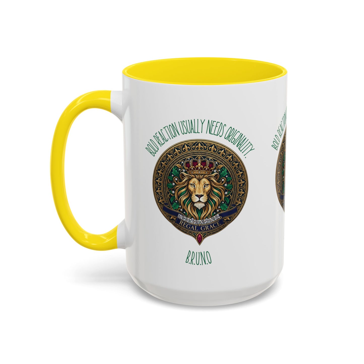 Personalized Initial Circled Lion Accent Coffee Mug