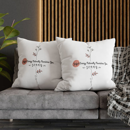 Personalized Initial Floral Minimalist — Custom Sayings on Square Poly Canvas Pillowcase