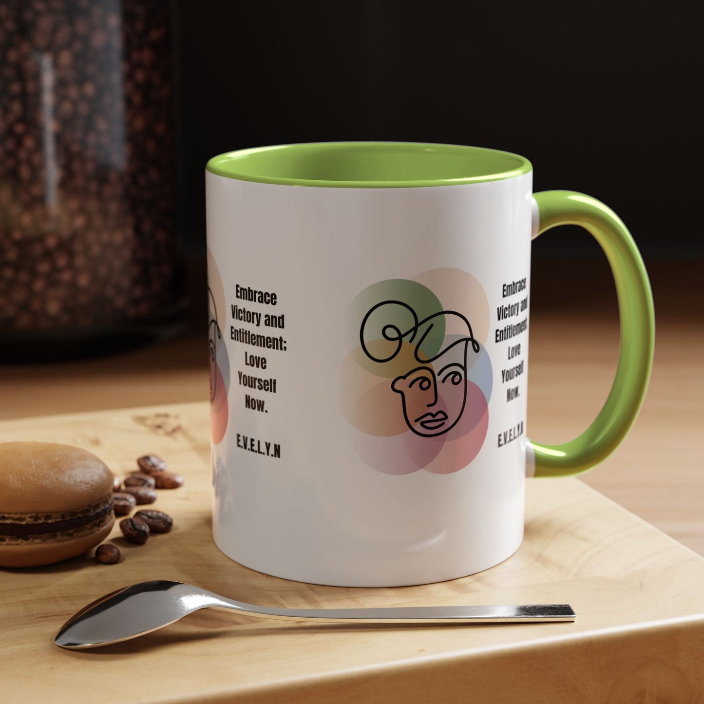 Personalized Initial Sketch Girl Accent Coffee Mug