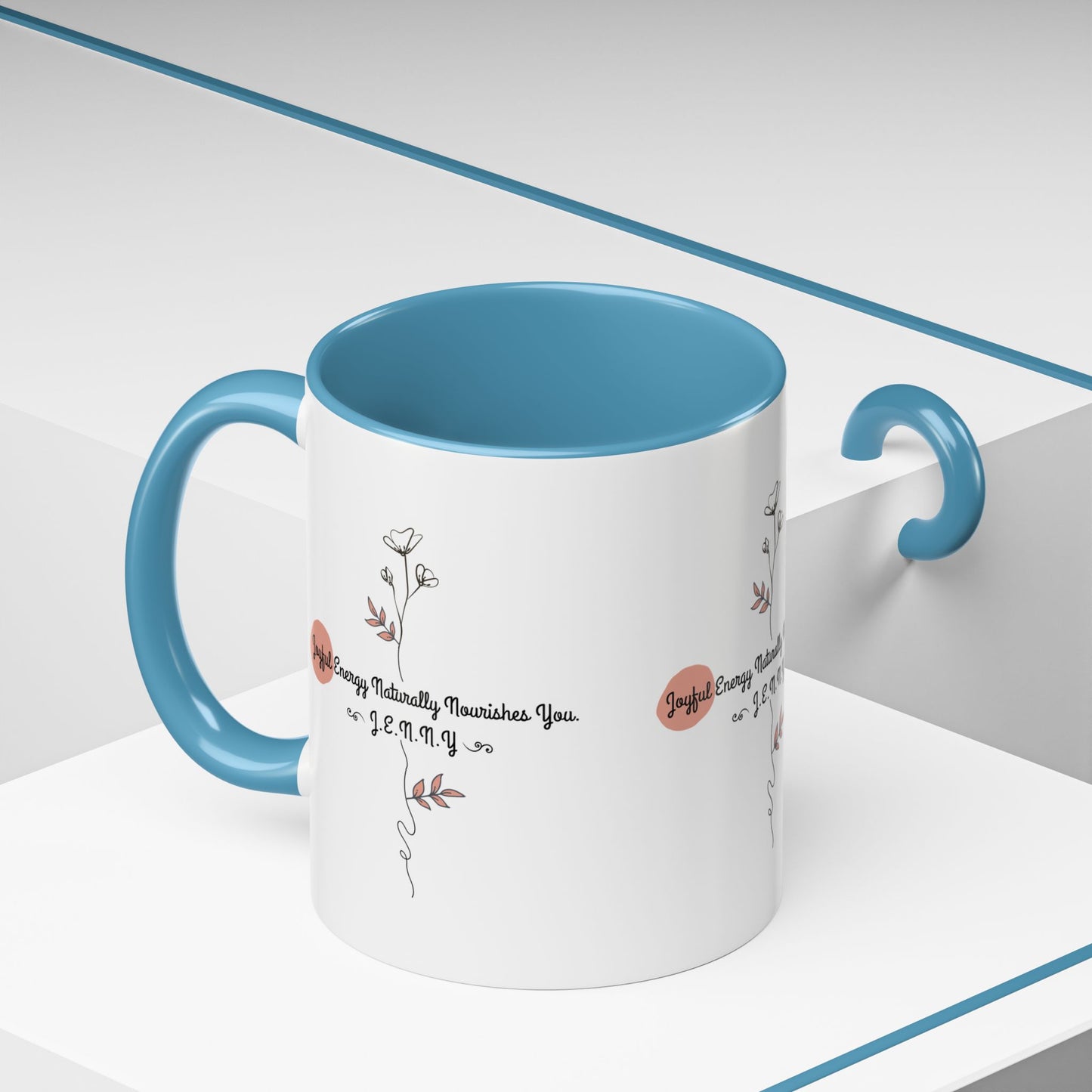 Personalized Initial Floral Minimalist Accent Coffee Mug