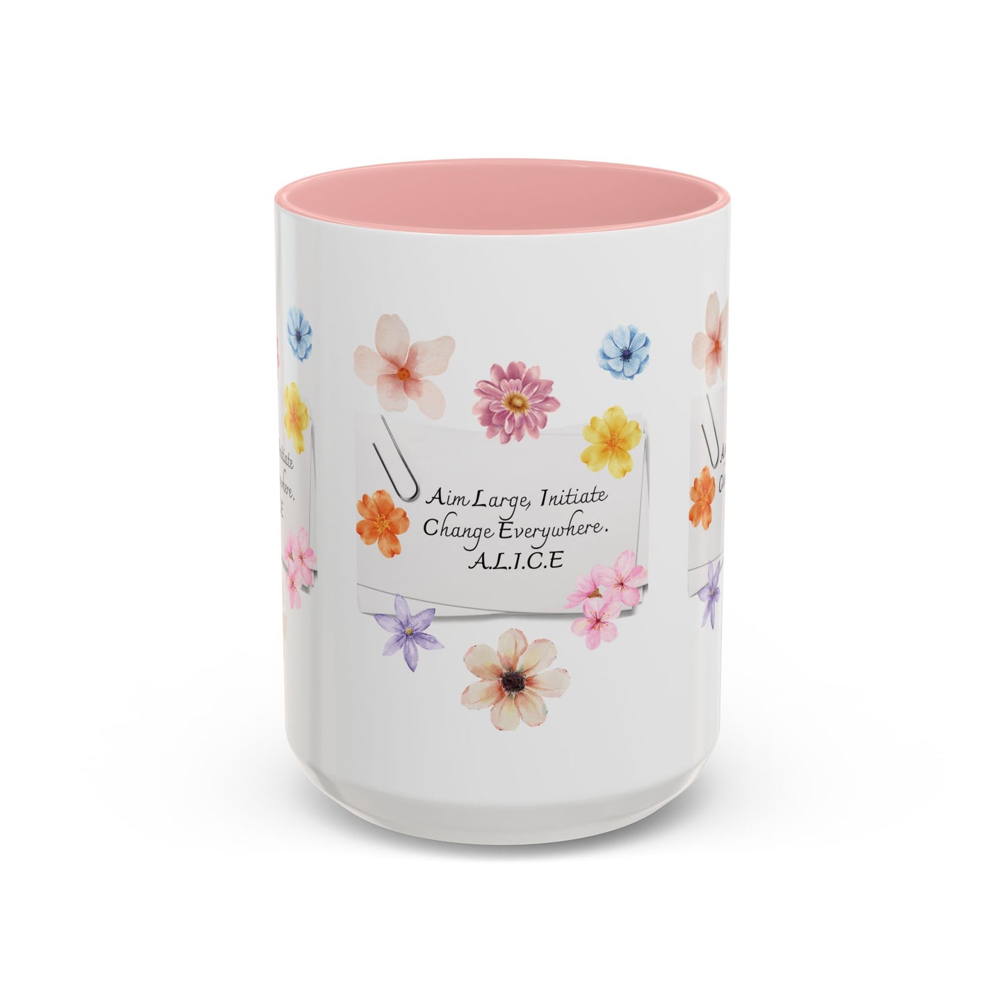 Personalized Floral Clip Note Accent Coffee Mug