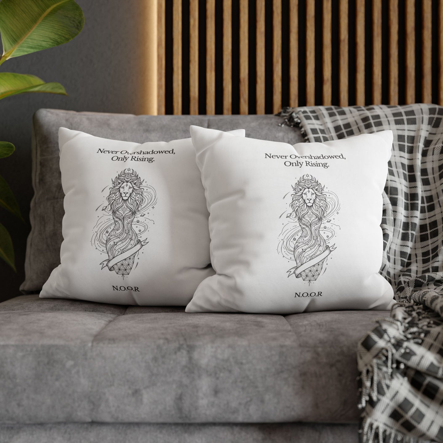 Personalized Initial Quote Girl Lion — Custom Sayings on Square Poly Canvas Pillowcase