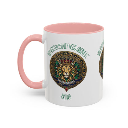 Personalized Initial Circled Lion Accent Coffee Mug