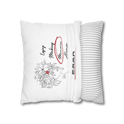 Personalized Initial Floral Girl — Custom Sayings on Square Poly Canvas Pillowcase