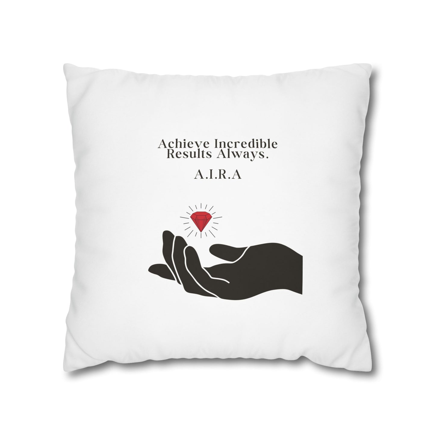 Personalized Initial Quote Gem Hand — Custom Sayings on Square Poly Canvas Pillowcase