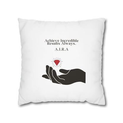 Personalized Initial Quote Gem Hand — Custom Sayings on Square Poly Canvas Pillowcase