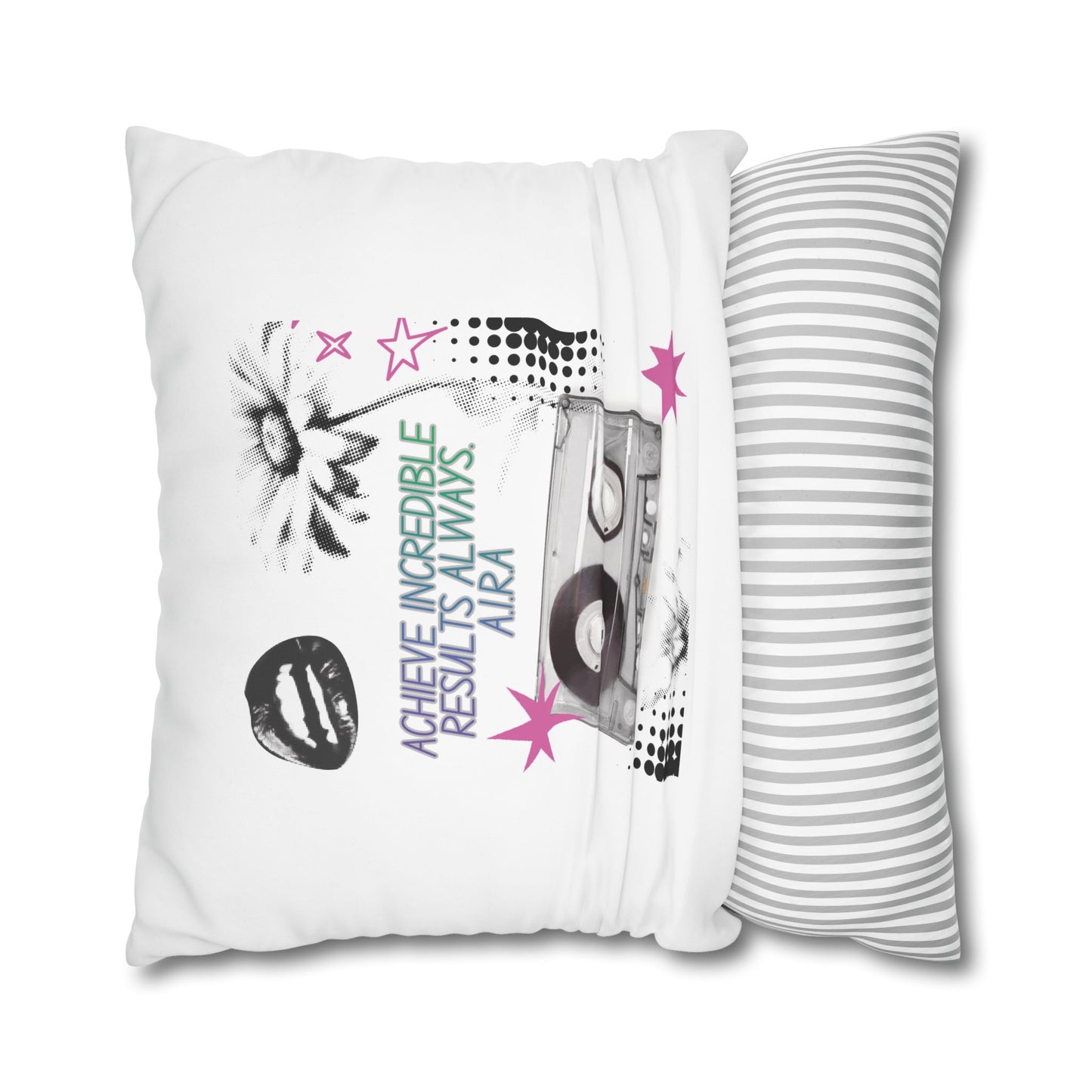 Personalized Initial Quote Cassette — Custom Sayings on Square Poly Canvas Pillowcase