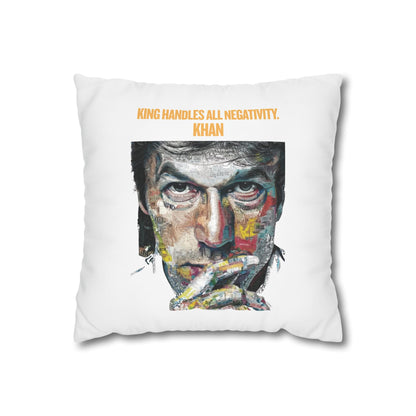 Customized monogrammed pillowcase with personalized quote. High-quality poly canvas square cushion cover, ideal for housewarming, wedding, or anniversary gifts with bespoke text.