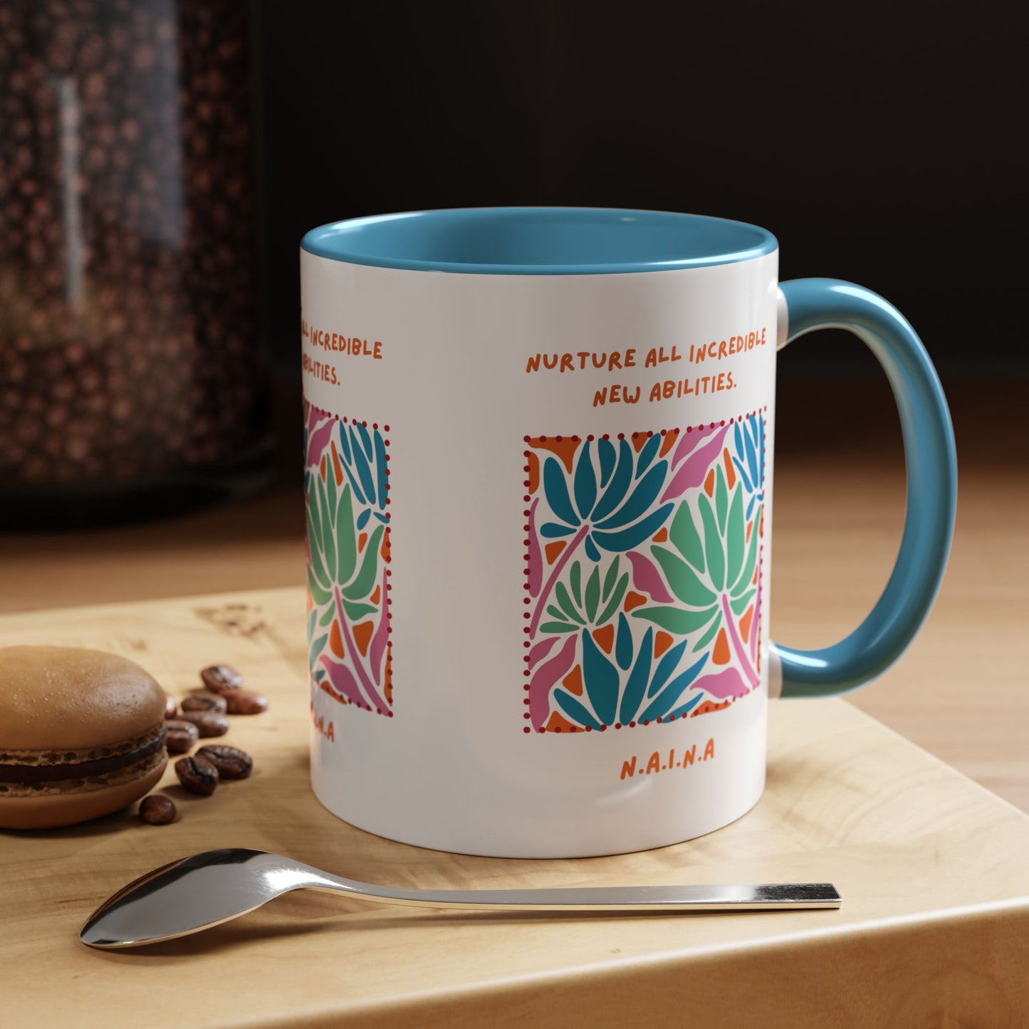 Personalized Initial Floral Momentum Accent Coffee Mug