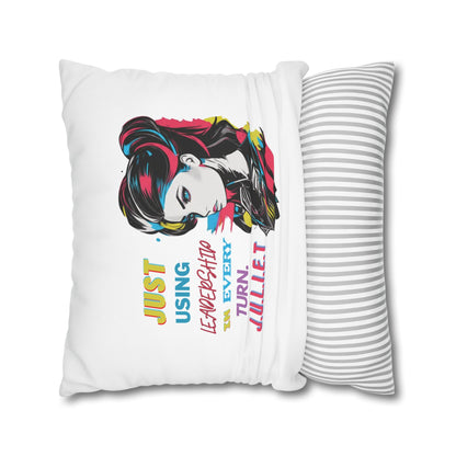 Personalized Initial Quote Vintage Girl — Custom Sayings on Square Poly Canvas Pillowcase