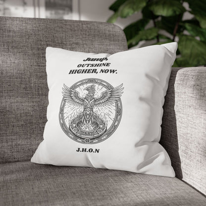 Personalized Initial Quote Circled Eagle — Custom Sayings on Square Poly Canvas Pillowcase