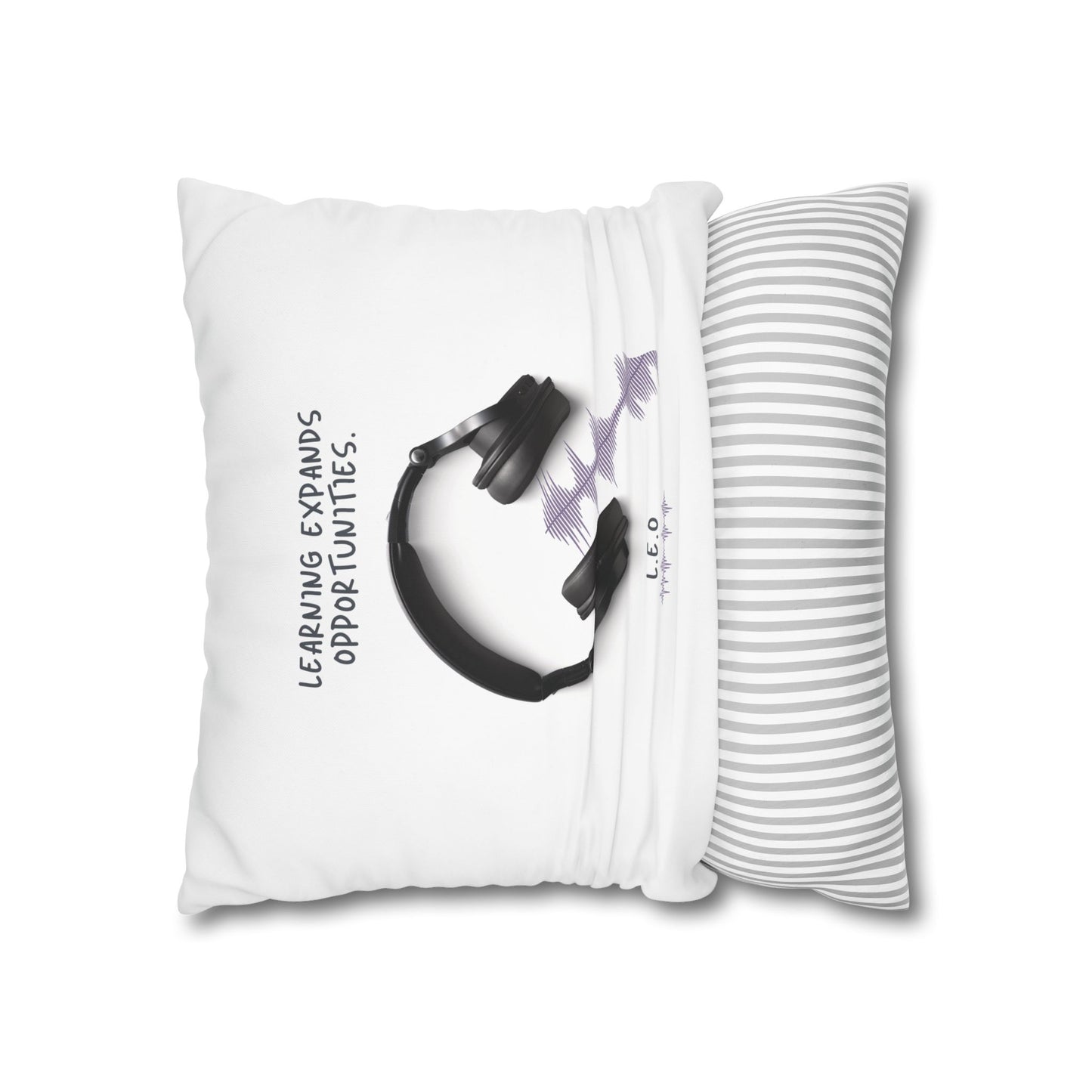 Personalized Initial Quote Headphone — Custom Sayings on Square Poly Canvas Pillowcase