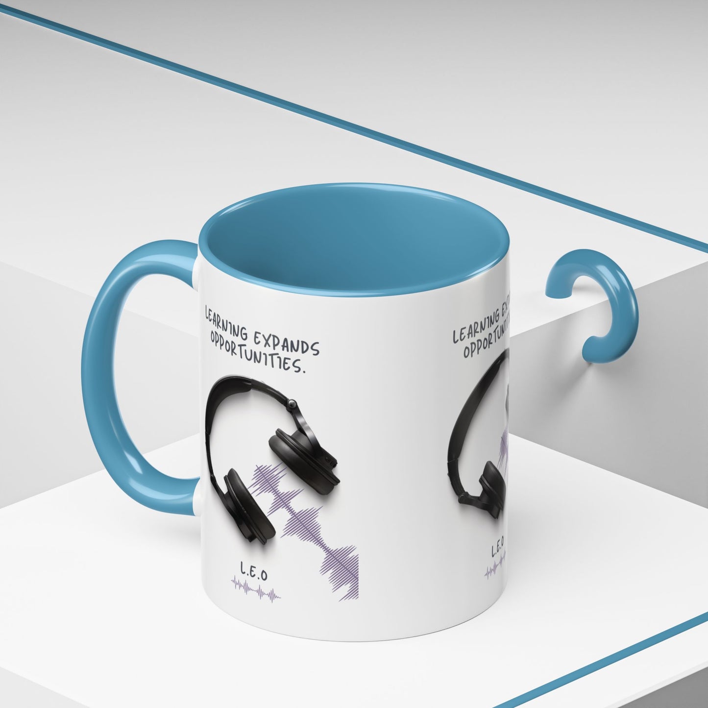 Personalized Initial Headphones Accent Coffee Mug