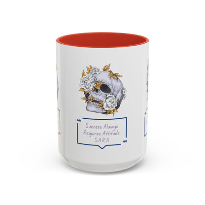 Personalized Initial Floral Skull Accent Coffee Mug