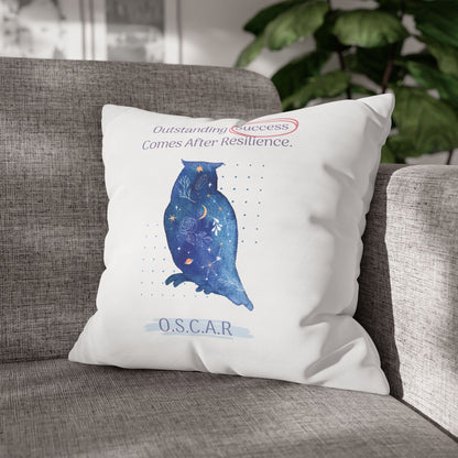 Personalized Initial Quote Galaxy Owl — Custom Sayings on Square Poly Canvas Pillowcase