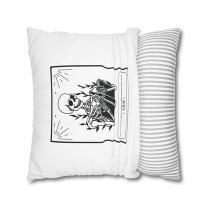Personalized Initial Quote Skeleton — Custom Sayings on Square Poly Canvas Pillowcase