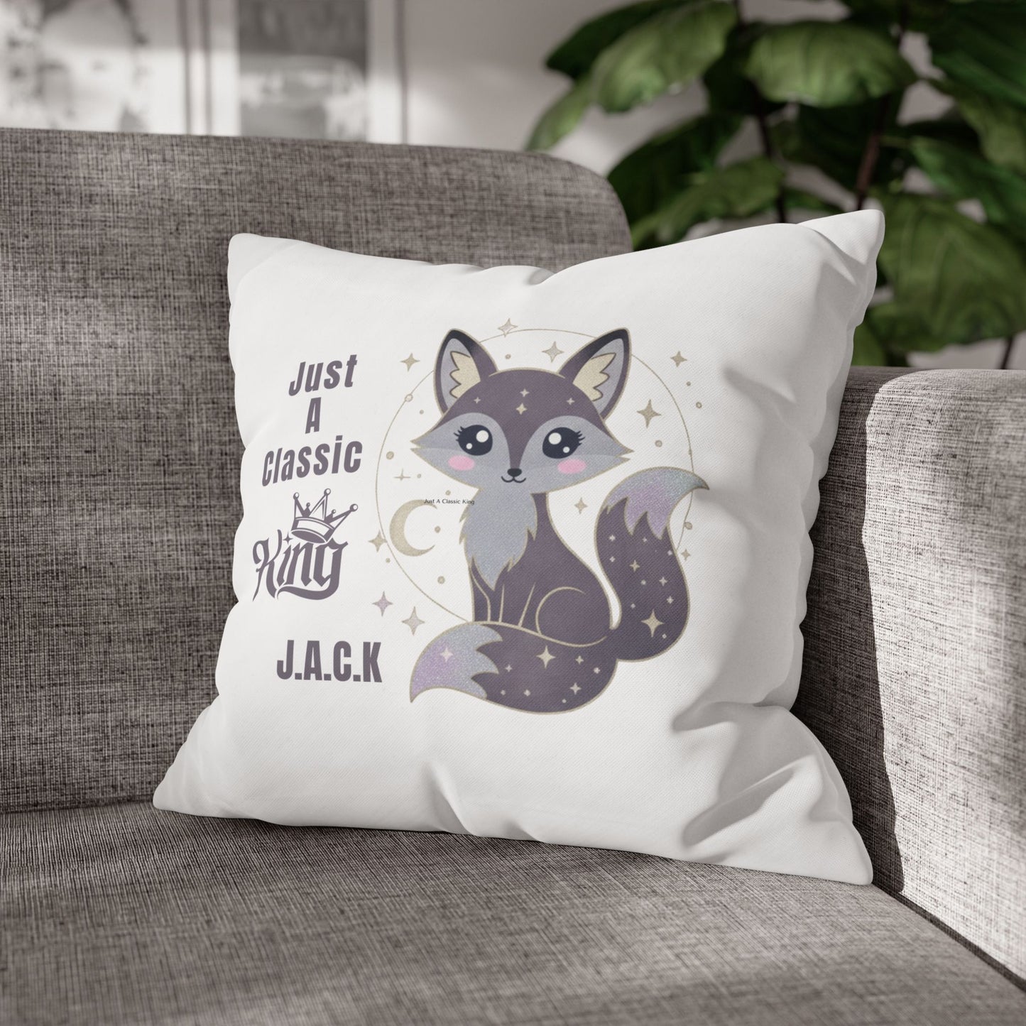 Personalized Initial Quote Fox — Custom Sayings on Square Poly Canvas Pillowcase