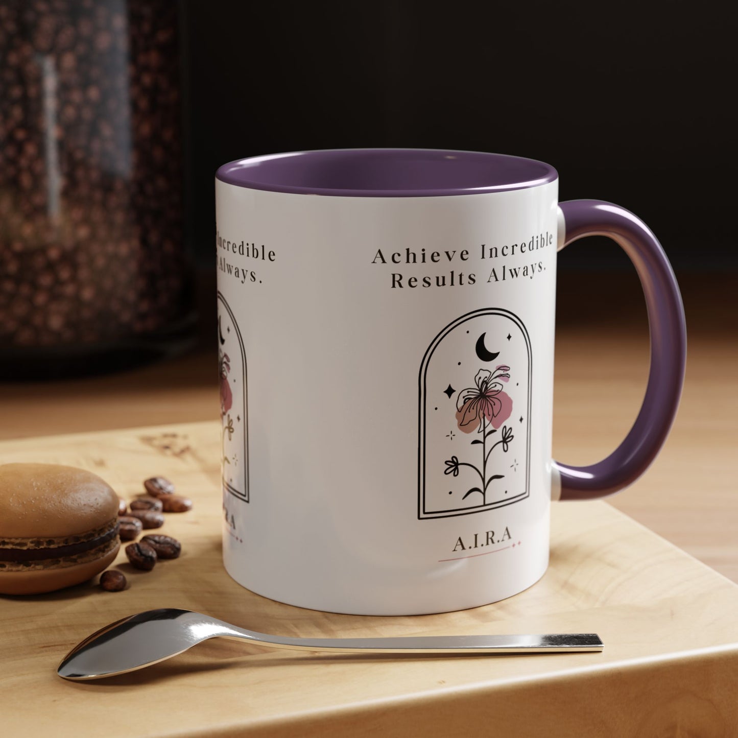 Personalized Initial Floral Moon Accent Coffee Mug