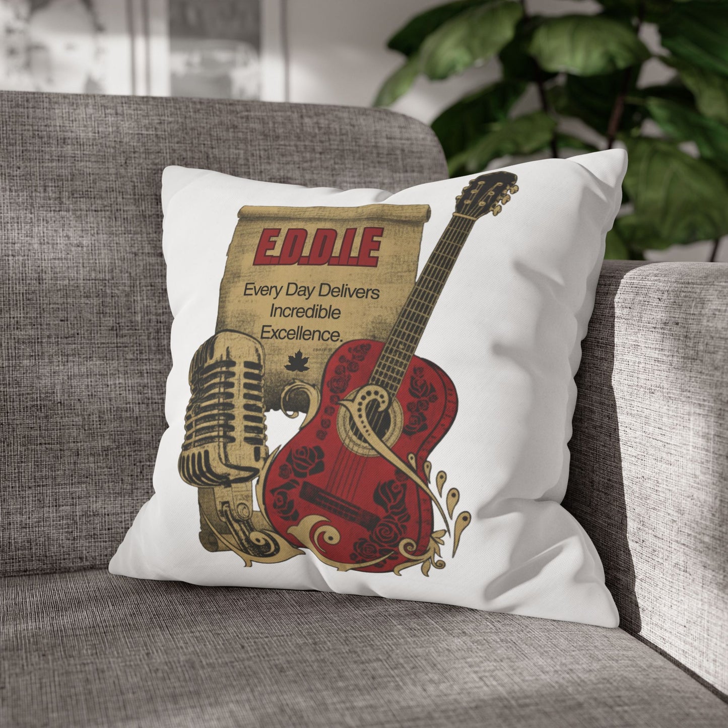 Personalized Initial Quote Guitar — Custom Sayings on Square Poly Canvas Pillowcase