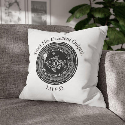 Personalized Initial Quote Fish — Custom Sayings on Square Poly Canvas Pillowcase