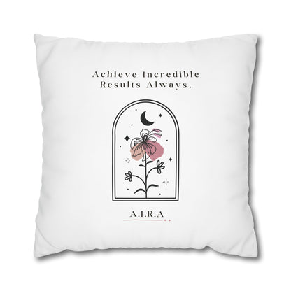 Personalized Initial Quote Floral Moon — Custom Sayings on Square Poly Canvas Pillowcase