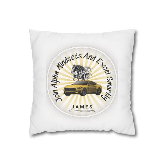 Customized monogrammed pillowcase with personalized quote. High-quality poly canvas square cushion cover, ideal for housewarming, wedding, or anniversary gifts with bespoke text.