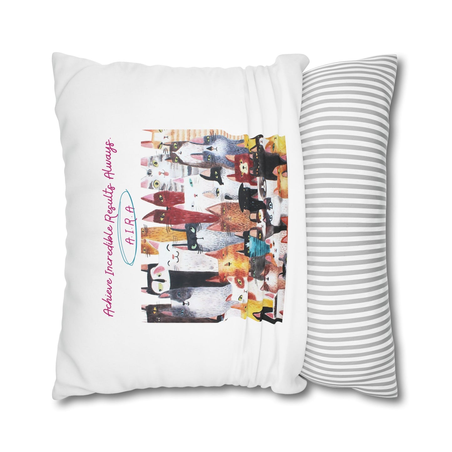 Personalized Initial Quote Cat Collage — Custom Sayings on Square Poly Canvas Pillowcase