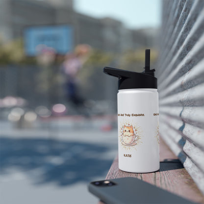 Personalized Initial Quote Exquisite Cat Stainless Steel Water Bottle