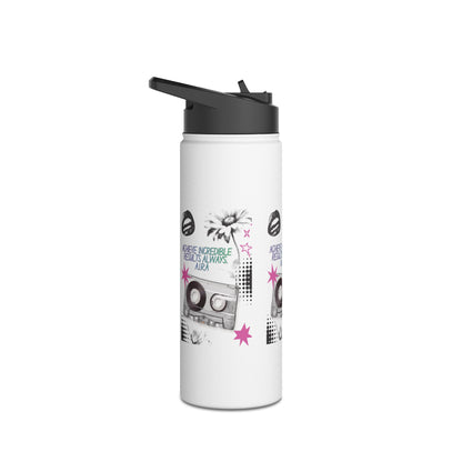 Personalized Initial Quote Cassette Stainless Steel Water Bottle